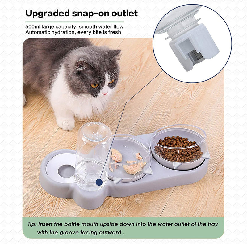 Cat Bowls,3-in-1 Pet Bowl,Cat Bowls With Stand Tilted 15°,Detachable Pet Bowl for Cats and Dogs,Anti-spill and Adjustable,Pet Food Bowl for Cats and Puppies,Water Bowl - PawsPlanet Australia