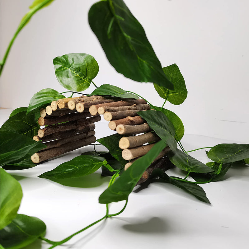 Hamiledyi Reptile Decor Hideout Wooden Guinea Pig Bridge Bendy Tunnel for Rodents Chewing Climbing Ladder Hideaway for Gecko Spiders Lizards Snakes Gerbil Rabbit Ferret Hedgehog Rat Gerbil Medium - PawsPlanet Australia