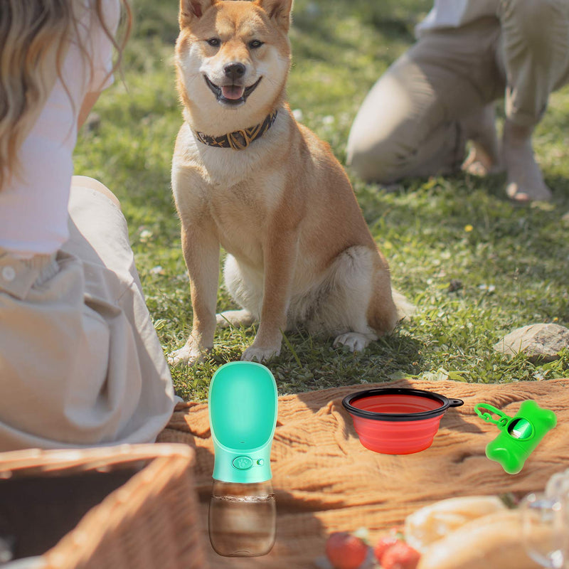 Dog Water Bottle Leak Proof Portable Travel Drink Cup with Dog Bowl Collapsible and Biodegradable Dog Poop Bag with Dispenser for Pets Outdoor Walking, Hiking, Travel, Food Grade Plastic|BPA Free - PawsPlanet Australia