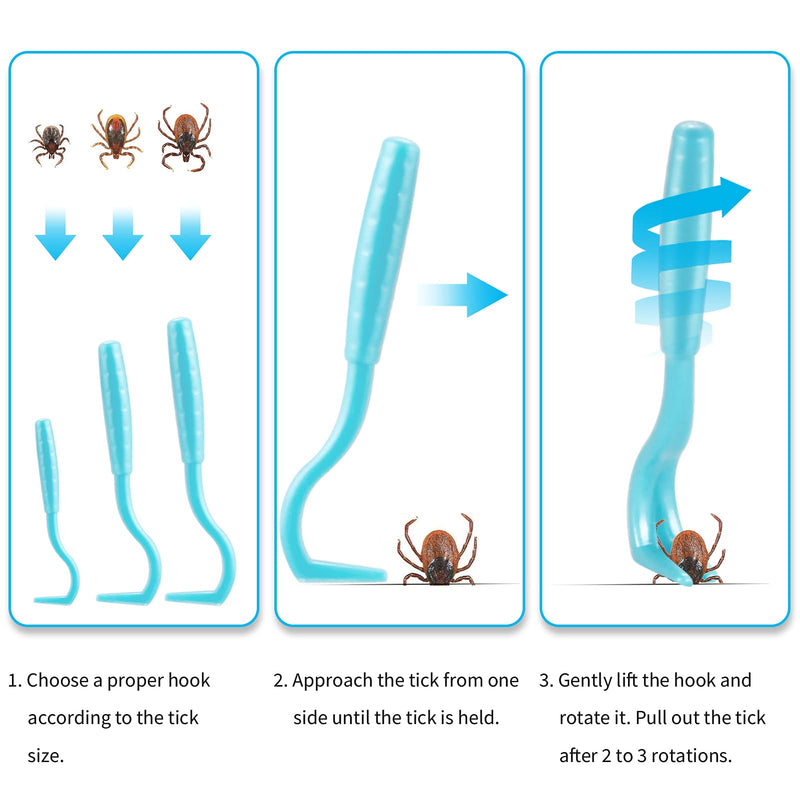 Kiiwah 5pcs Tick Remover for Humans Dogs, Tick Removal Tool Set with Storage Box, 2 Tick Tweezer and 3 Tick Hook for Men Pets Tick Removing - PawsPlanet Australia