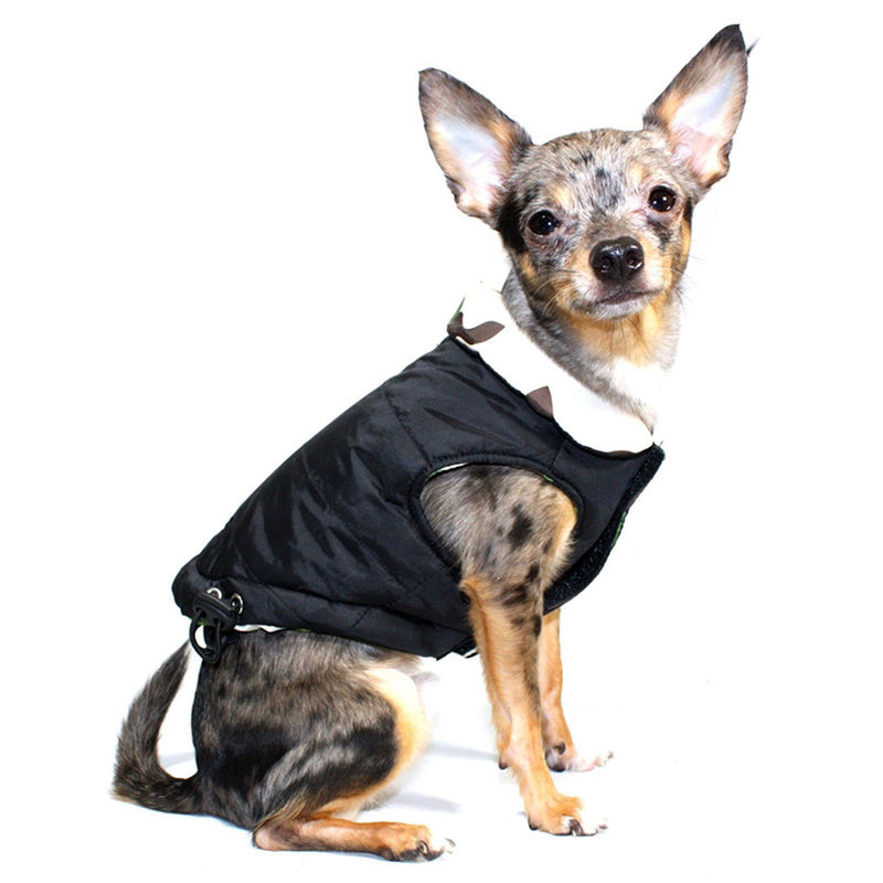 Hip Doggie HD 5BKPV Reversible Puffer Vest Dog Jacket, Large, Black/CAMOFL Eye - PawsPlanet Australia