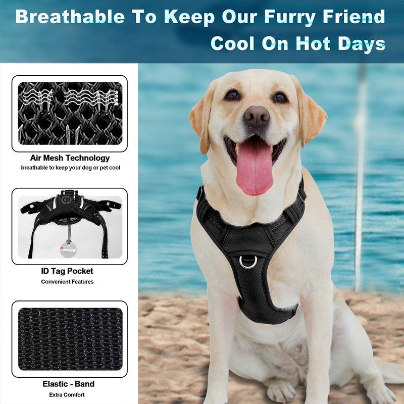 BARKBAY No Pull Dog Harness Large Step in Reflective Dog Harness with Front Clip and Easy Control Handle for Walking Training Running with ID tag Pocket Small Black - PawsPlanet Australia