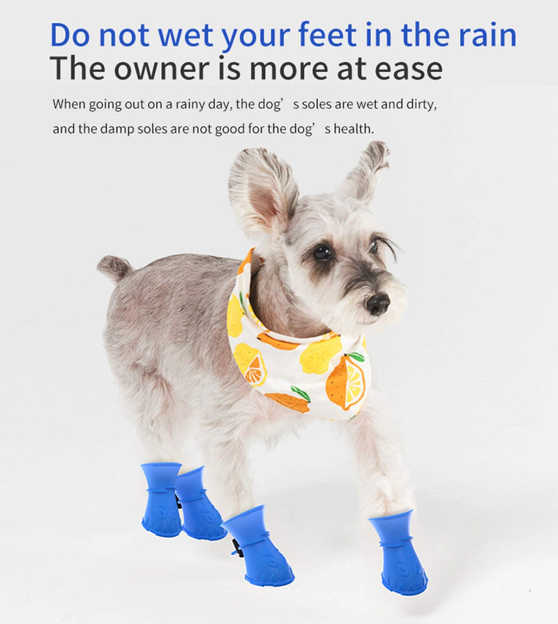 GZPQJYFJ 4PCS Silicone Dog Boots for Dogs, Waterproof Dog Rubber Shoe Covers Non Slip Protection Dog Socks Shoes Medium Size Dogs Rain Protectors Booties Blue - PawsPlanet Australia