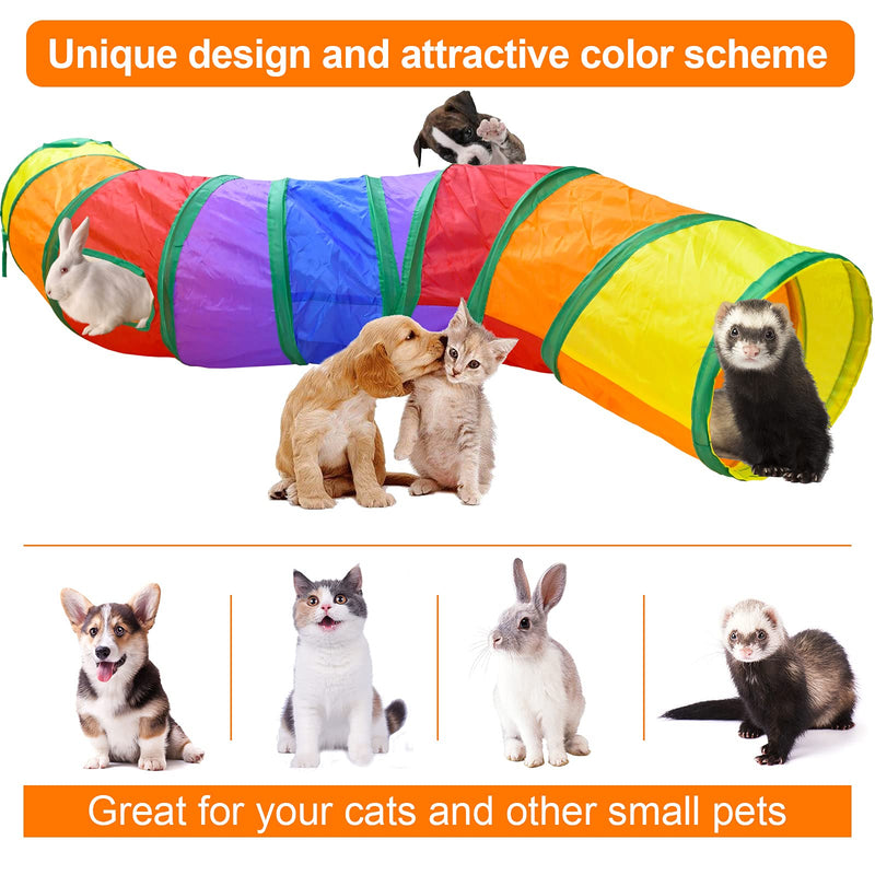 Malier Cat Tunnels for Indoor Cats, Collapsible Cat Tube Tunnel with Peek Holes, Interactive Cat Play Tunnel Toys Gread for Cat Puppy Kitty Kitten Rabbits A-rainbow - PawsPlanet Australia