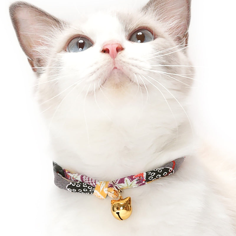 Necoichi Chirimen Hanabi Fireworks Cat Collar, Handcrafted in Japan, 1 Size fits All Gray - PawsPlanet Australia