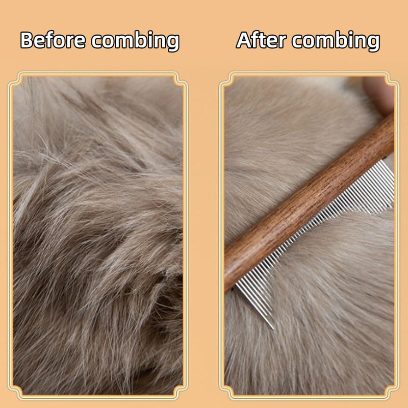 PSOWQ 1 piece dog brush, cat brush, lice comb with wooden handle, flea comb for dogs and cats with tangled short/long hair, brush for pet care - PawsPlanet Australia