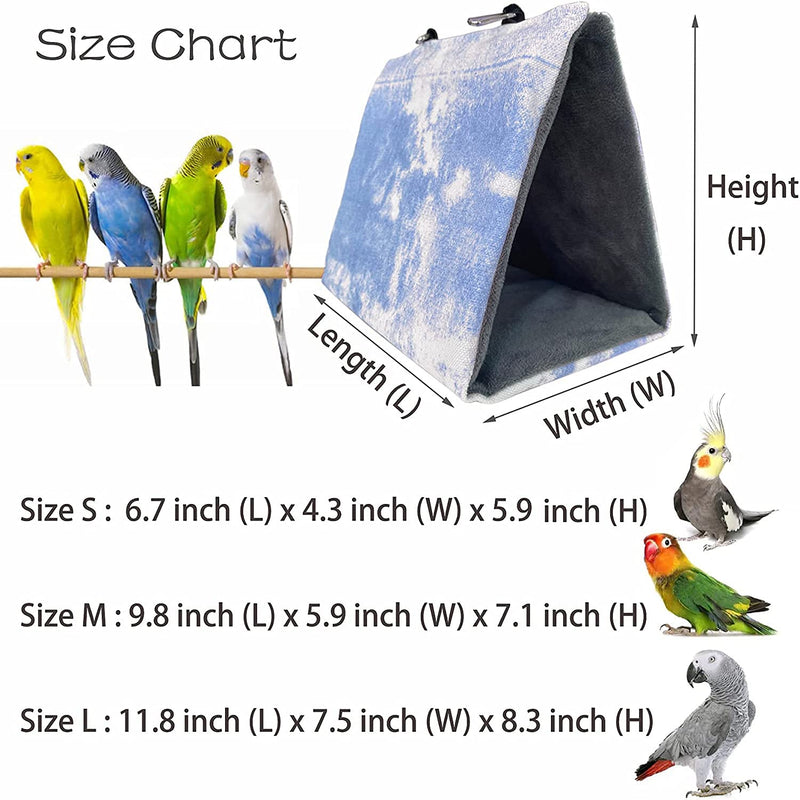 LeerKing Parrot Nest Plush canvas Bird Hut Hammock Hanging Bed for Cage Pet Bird Tent Small Animals Toy for Parakeet Cockatiel African Grey Amazon Lovebirds Finch Canary Parrots (S, Blue) - PawsPlanet Australia