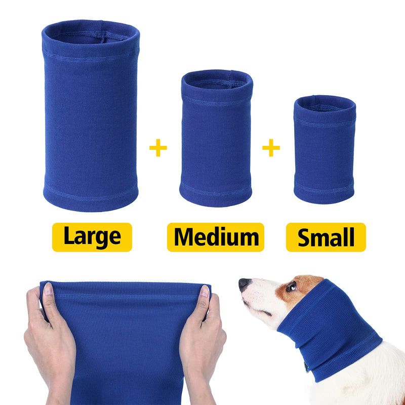 HEYWEAN Dog Neck and Ear Warmer for Anxiety Relief Wrap Dog Ear Muffs Noise Protection Snood Headband for Dogs 2 Pack S+M (2 Pack) Blue - PawsPlanet Australia