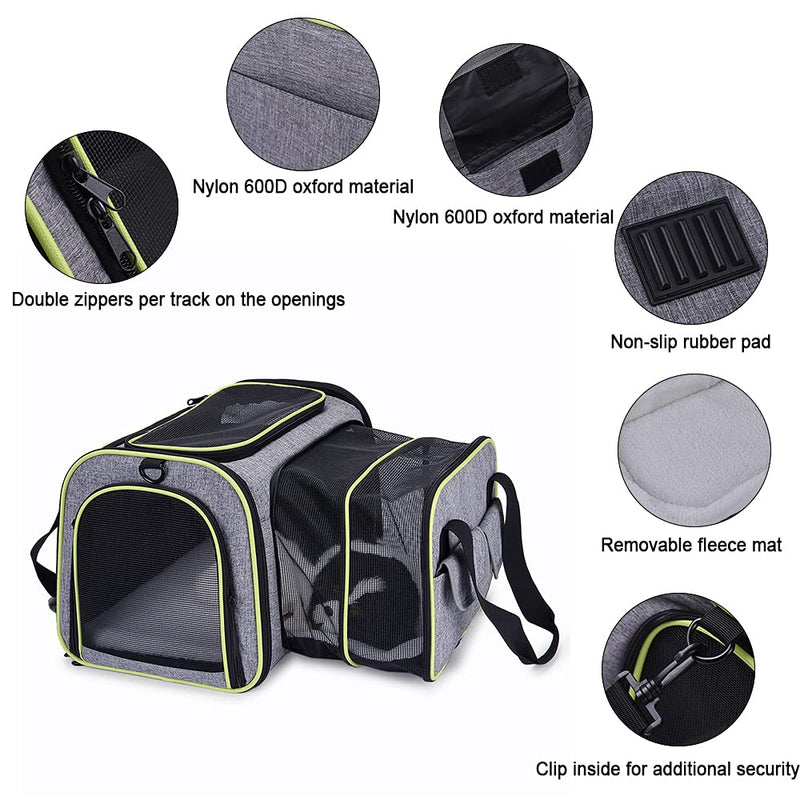 Sailosun Pet carrier, Expandable Travel Bag For Puppy Dogs Cats, Airline Approved Soft Sided Foldable with Wool Rugs for Plane/Car/Train Travel (45 * 44 * 28 cm) - PawsPlanet Australia