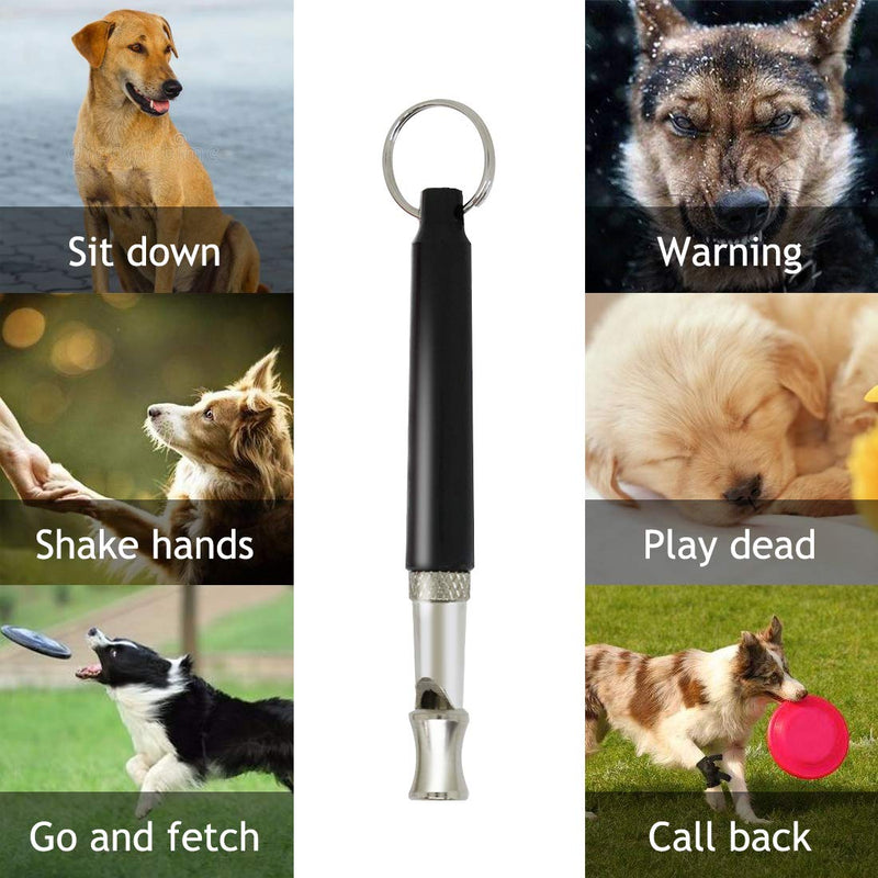 HIFEOS Dog Whistle - Stainless Steel Dog Training Whistles with Adjustable Frequencies, Silent Bark Control Devices for Dogs, Bonus Free Black Lanyard Strap (Set of 2, Black & Red) - PawsPlanet Australia