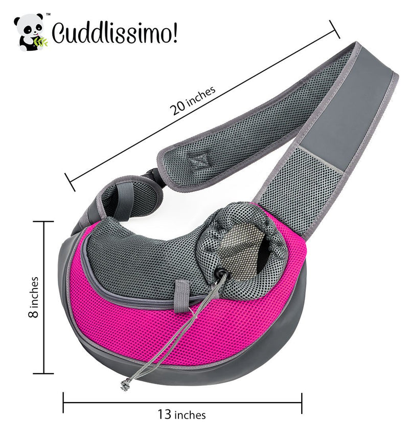 [Australia] - Cuddlissimo! Pet Sling Carrier - Small Dog Cat Sling Pet Carrier Bag Safe Reversible Comfortable Adjustable Pouch Single Shoulder Carry Tote Handbag for Pets Below 6lb For Small Pets Pink 