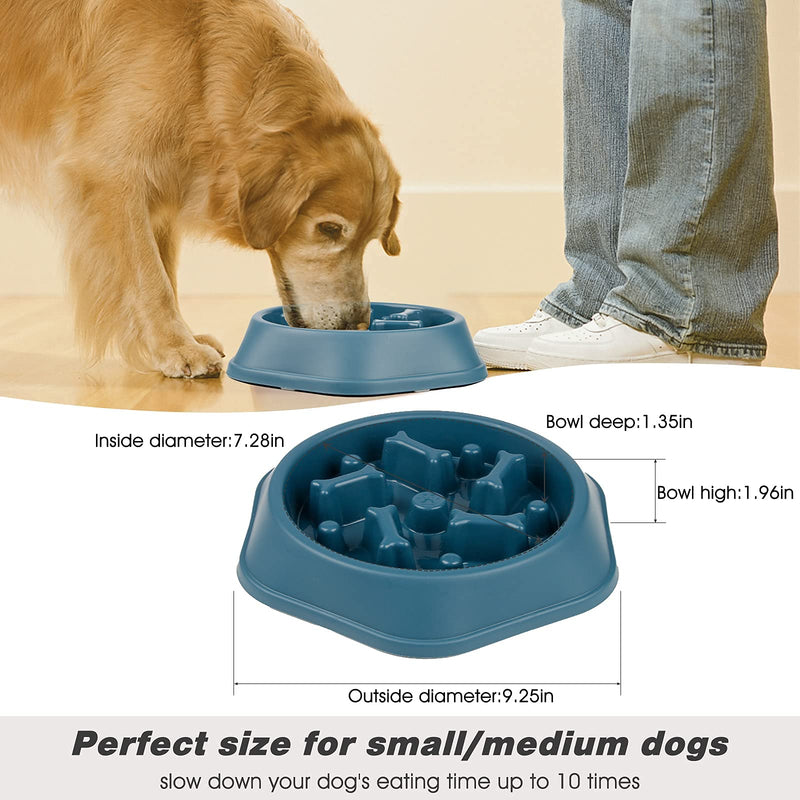 DPOEGTS Slow Feeder Dog Bowl, Puzzle Dog Food Bowl Anti-Gulping Interactive Dog Bowl and Water Dog Bowl for Small/Medium Sized Dogs Bone-Blue - PawsPlanet Australia