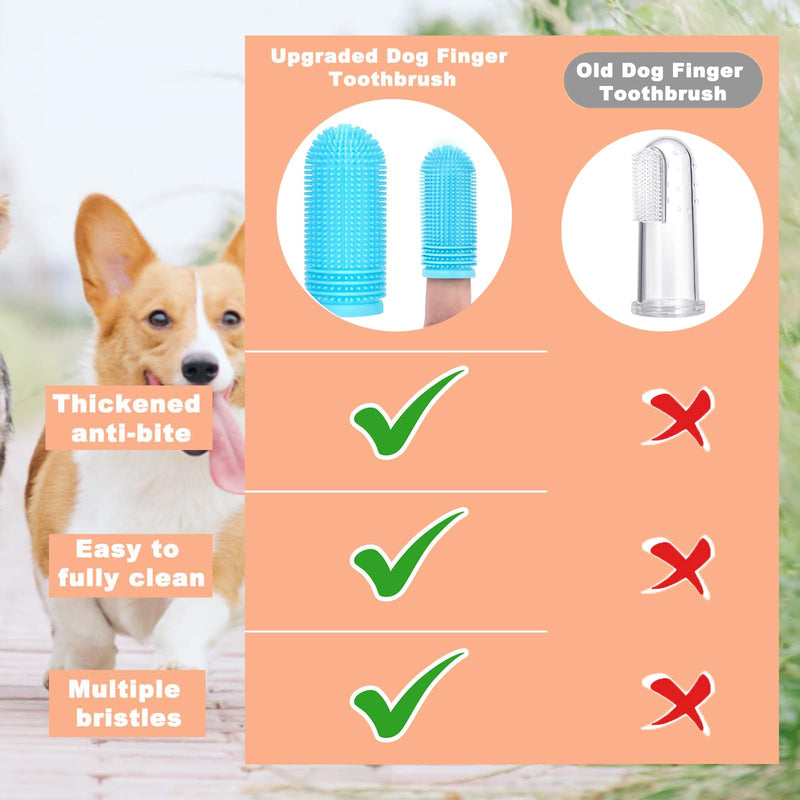 Pack of 4 Finger Toothbrush Dog Silicone Dog Toothbrush Food Grade Silicone 360° Fully Wrapped Cleaning Bristles for Cats Dogs Dental Care Anti-Plaque Toothbrush Dog (Blue, Pink) - PawsPlanet Australia