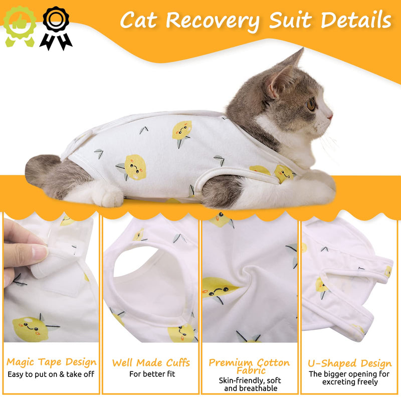 SUNFURA Surgical Recovery Suit for Cats, Cat Recovery Suit Professional Onesie for Abdominal Wounds Surgery Protector, Alternative to Cone of Shame After Spay/Neutering for Female Male Pets S Lemon - PawsPlanet Australia