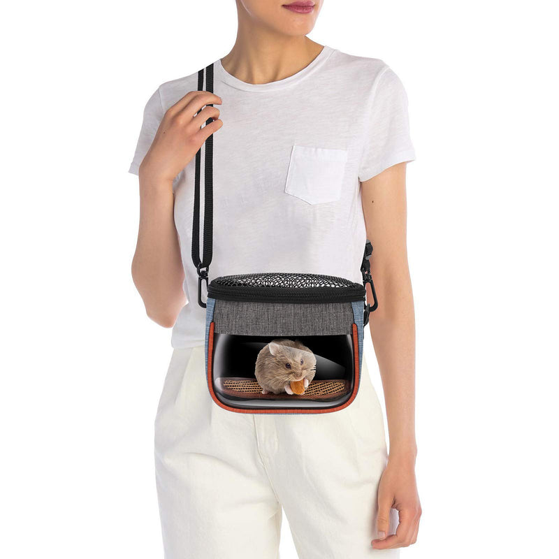Hamster Carrier Bag - Cute Travel Sling for Small Pets, Mice, Rats, Flying Squirrel, Sugar Glider, Gecko,Canary - Transport Pouch with Breathable Mesh Top, Back Pocket, Shoulder Straps(S Size) - PawsPlanet Australia
