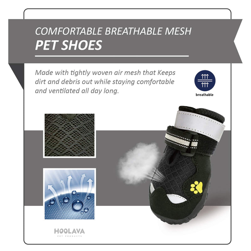 HOOLAVA Dog Boots, Waterproof Dog Shoes with Adjustable and Reflective, Anti-Slip Sole Breathable Booties for Medium and Large Dogs 4PCS Size 3: 2.1"(Width) Black - PawsPlanet Australia