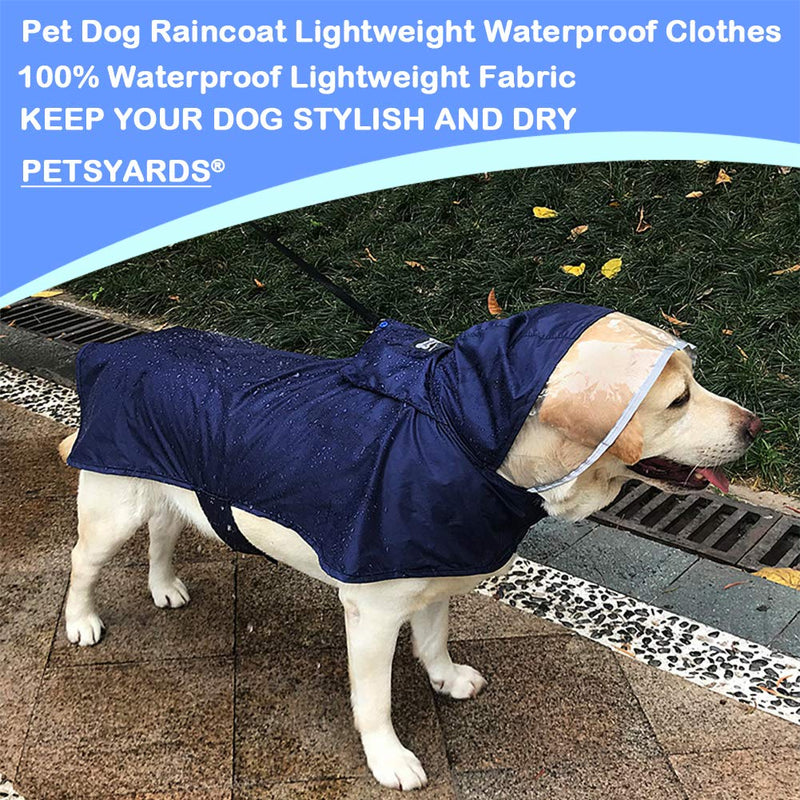 Pet Raincoat Packable Hooded Dog Rain Jacket Reflective Strips Lightweight Adjustable Poncho for Small Medium Large Dogs XS (Pack of 1) Blue - PawsPlanet Australia