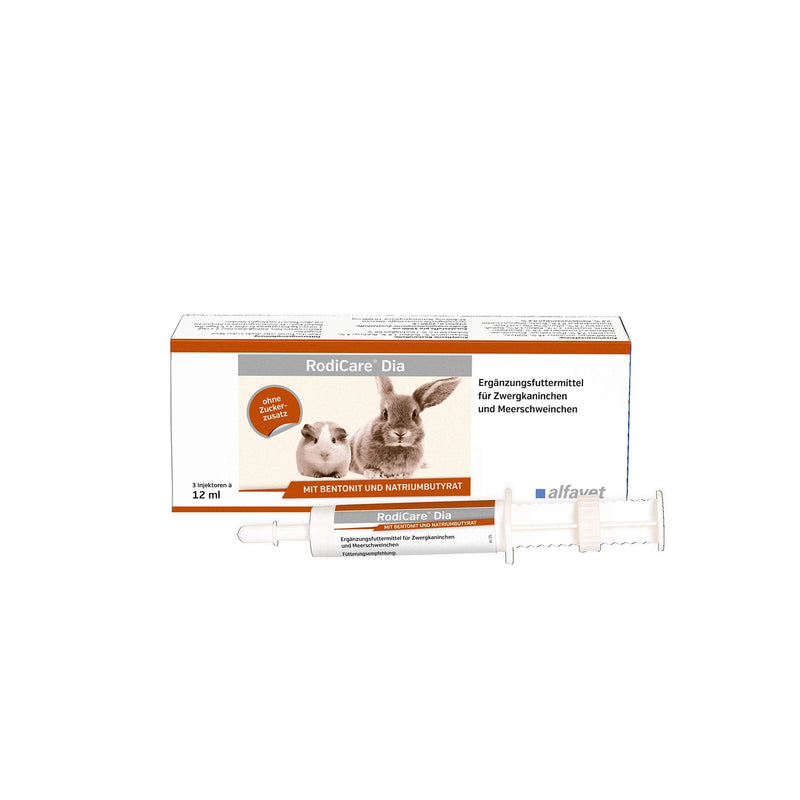 Alfavet RodiCare Dia, supplementary food for dwarf rabbits and guinea pigs, for diarrhea, with sodium butyrate, sugar-free, 3 injectors of 12 ml each - PawsPlanet Australia
