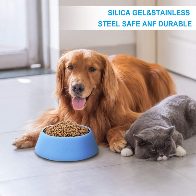 Dog Bowl Food Grade Stainless Steel Pet Feeder Bowl Silica Gel Water and Food Pet Container with Removable Stainless Steel Insert Non Spill Skid Resistant for Cats and Dogs - PawsPlanet Australia