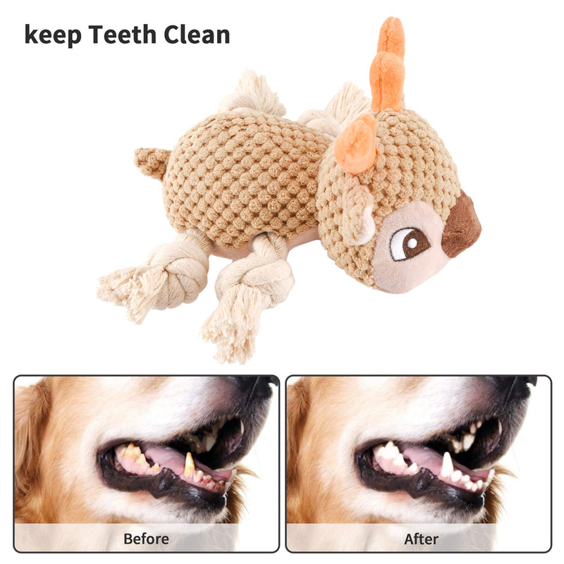 ZVV Plush Dog Toys, Sturdy Squeak Toys, Interactive Stuffed Dog Chew Toys Suitable for Small, Medium and Large Dogs Deer - PawsPlanet Australia