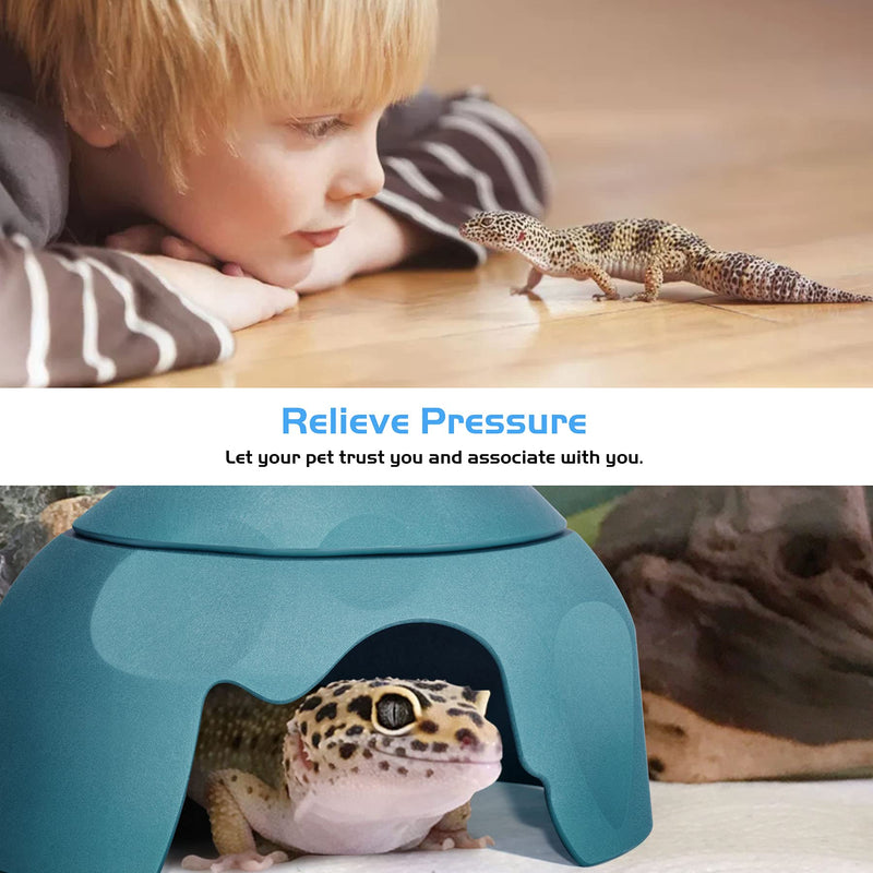 Fischuel Reptile Hides Humidification Cave Help Your Pets Shedding, A Damp Hideout with Natural Rock designto, Suitable for Bearded Dragons Lizards Leopard Gecko Spiders Turtles and Snakes Blue - PawsPlanet Australia