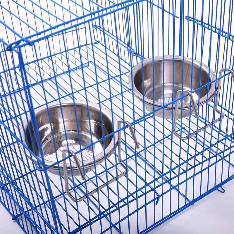 [Australia] - QBLEEV Birdcage Bird Feeder Birds Bowls for Cage Parakeet Food Dish Parrot Feeders Water Bowls Stainless Steel Dishes Coop Cups with Wire Hook for Small Animals Finches Lovebirds[1 Pack] 1 Pack 