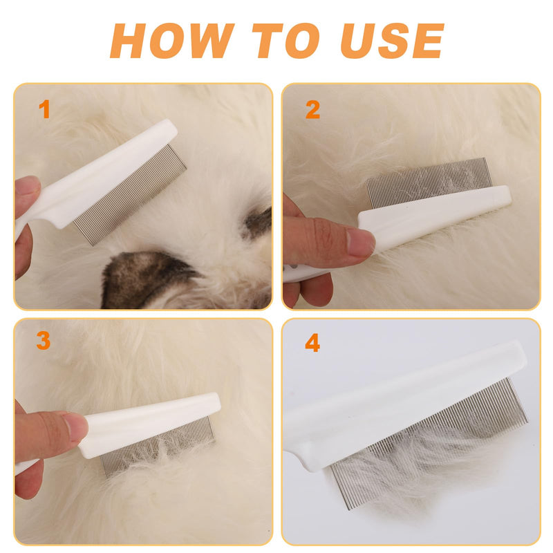 Pack of 2 Flea Comb Animals for Dogs and Cats, 2 Sizes Multifunctional Grooming Comb Dog Cat Hair Combs Made of Metal Flea Lice Comb for Cats Dogs Rabbits - PawsPlanet Australia