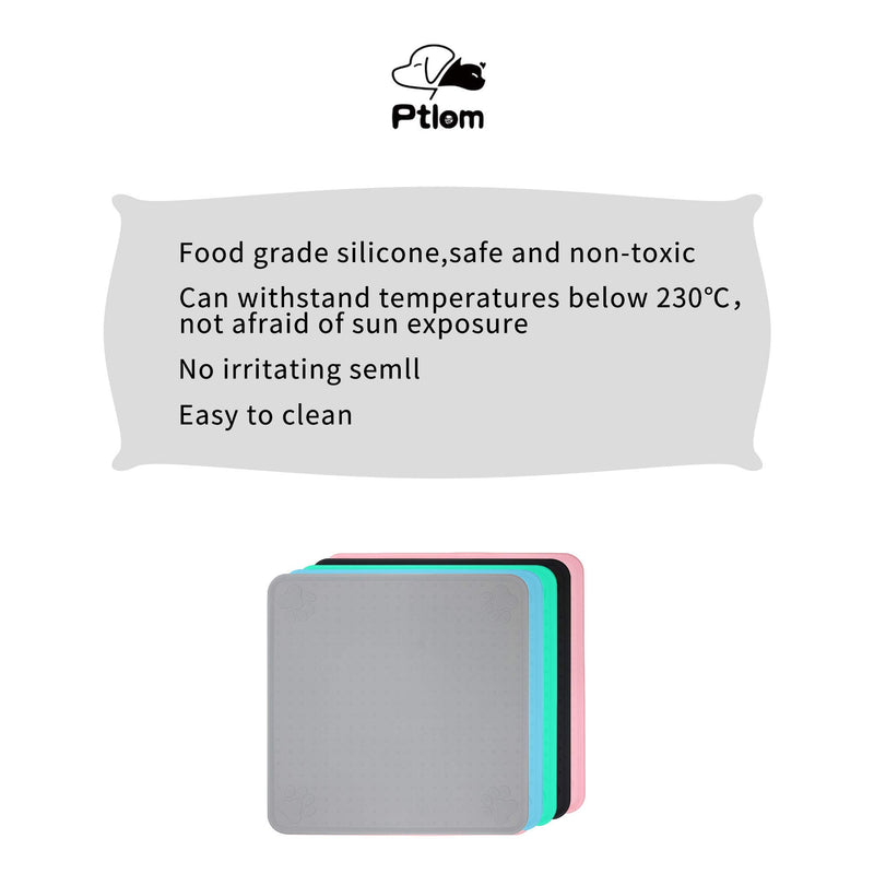 [Australia] - Ptlom Pet Placemat for Dog and Cat, Mat for Prevent Food and Water Overflow, Suitable for Medium and Small Pet,Silicone, 13" 13" 13" * 13" Black 