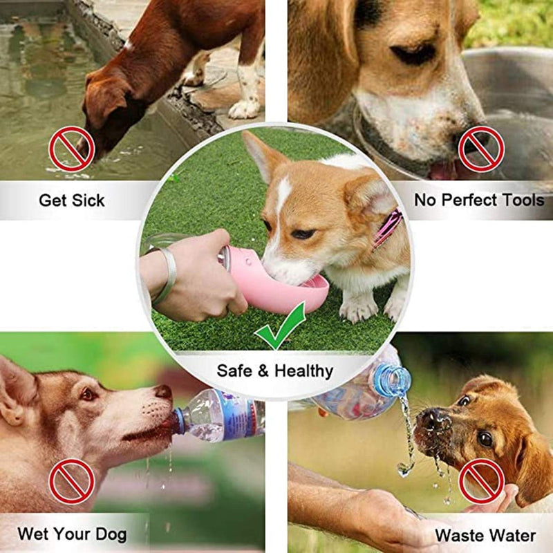 Dog Water Bottle for Walking Portable Pet Travel Water Bottles Dog Water Dispenser Leak Proof Lightweight Puppy Drink Cup BPA Free (550ml/18.6oz, Pink) 550ml/18.6oz - PawsPlanet Australia