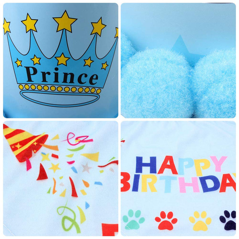 Minishark Dog Birthday Bandana Scarfs with Cute Doggie Party Hat (Blue) Blue - PawsPlanet Australia