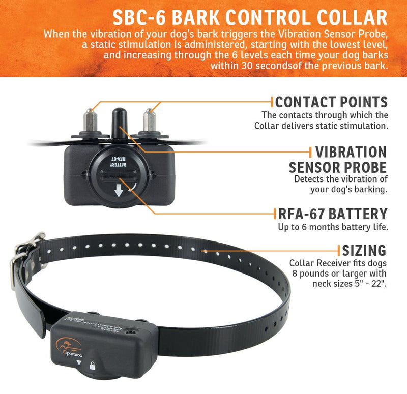 [Australia] - SportDOG Brand NoBark 6 - Waterproof Bark Control Collar with 6 Levels of Static - No Programming Required 