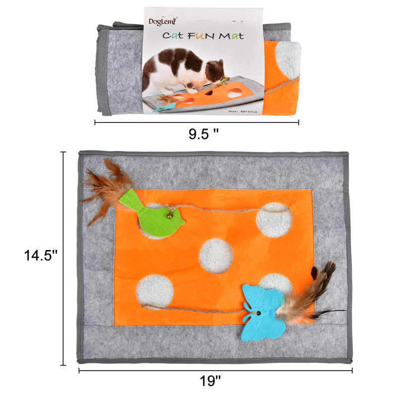 Cat Play Mat for Indoor Cats, Interactive Tunnel Cat Toy Scratching Mat Crinkle Scratch Bed Sleep Mats with Peek Hole, Small Bell, Butterfly/Bird Toy, Feathers for Cats Kittens Kitty - PawsPlanet Australia