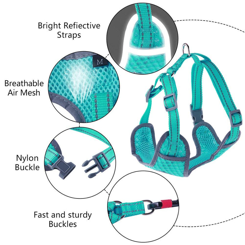 [Australia] - ThinkPet Reflective Breathable Soft Air Mesh No Pull Puppy Choke Free Over Head Vest Ventilation Harness for Puppy Small Medium Dogs and Cats M(Neck 10-18 in/Chest 15-23 in) Neon Green 