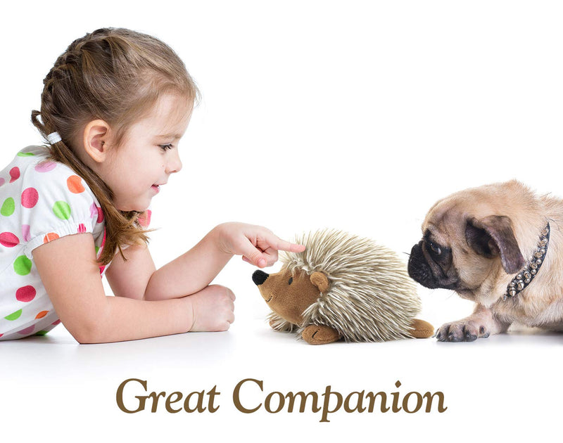 Pawaboo Plush Dog Toy, Non-toxic Super Soft Faux-fur Hedgehog Dog Toy Squeak Aninal Toy Stuffed Biting Training Playing Toys for Dog Puppy, Brown A-Brown Hedgehog (1 pack) - PawsPlanet Australia