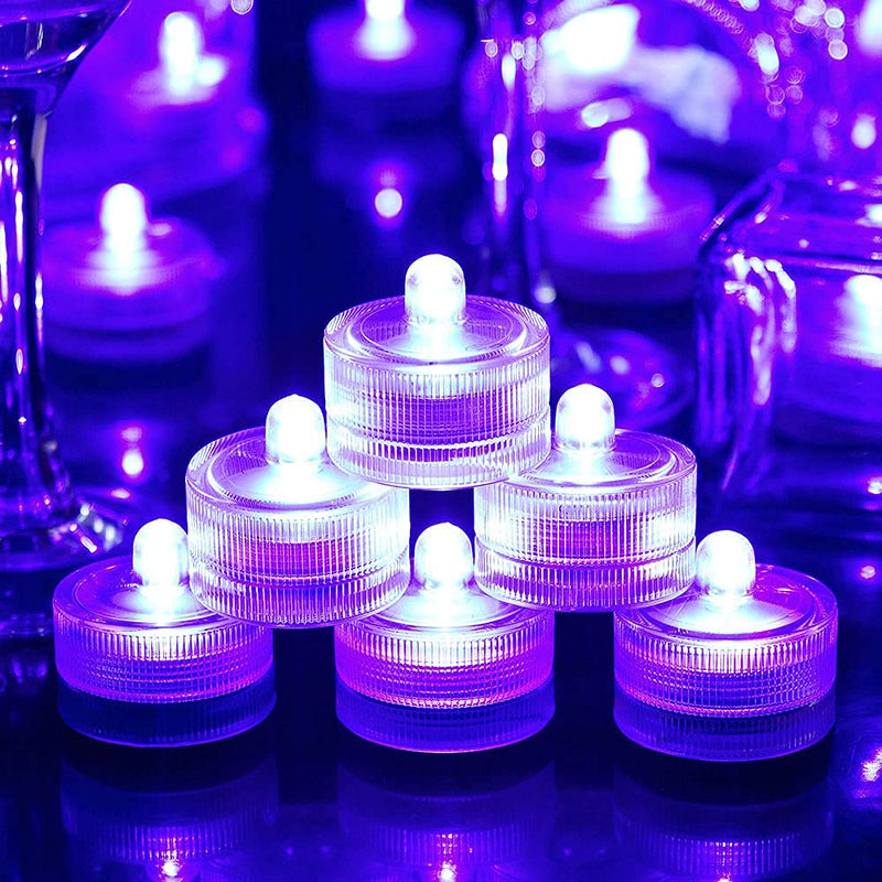 HL 24pcs Submersible LED Light,Purple Waterproof Flameless Candle Tealights,Underwater Pool Lights for Wedding Home Vase Festival Party Decoration Purple - PawsPlanet Australia