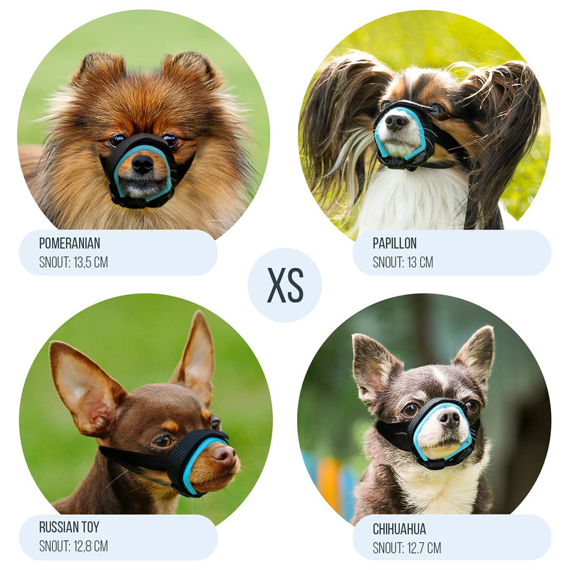 Gentle Muzzle Guard for Dogs - Prevents Biting and Unwanted Chewing Safely  New Secure Comfort Fit - Soft Neoprene Padding  No More Chafing  Training Guide Helps Build Bonds with Pet (Blue, XS) XS (Pack of 1) Blue - PawsPlanet Australia