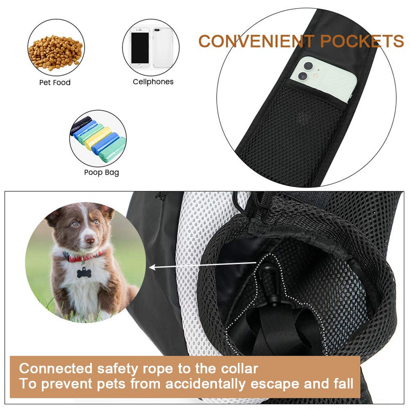 YOYAKER Pet Sling Bag, Dog Sling Carrier for Small Dogs Cats Breathable Mesh Hand- Free Outdoor Travel Bag Dog Purse with Adjustable Strap S Black - PawsPlanet Australia