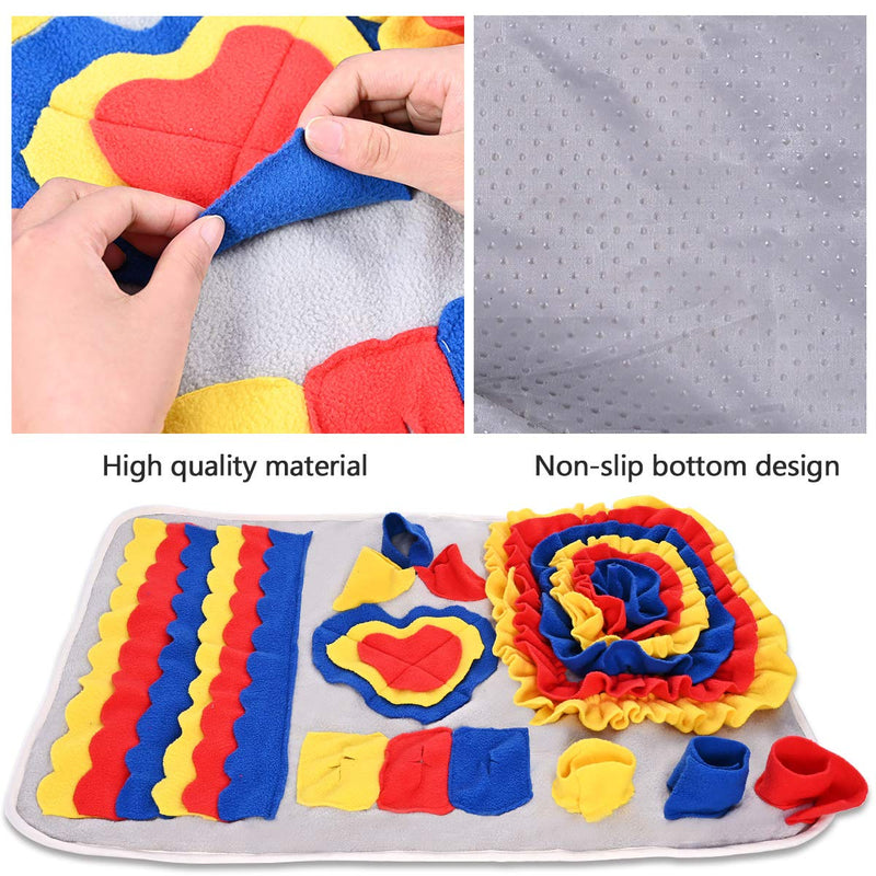 Nabance Pet Feeding Mat Snuffle Mat for Dogs Training Mat Puppy Soft Sniffing Pad for Dog Smell Foraging Skill Blanket Puzzle Toys Grey Blue Red - PawsPlanet Australia