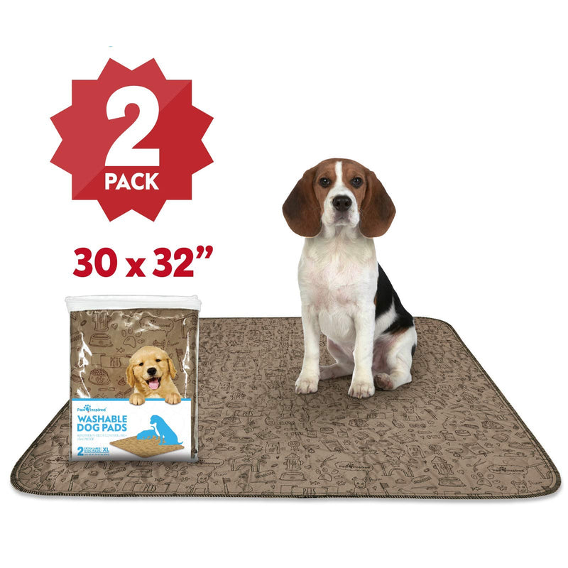 [Australia] - Paw Inspired Washable Pee Pads for Dogs | Reusable Puppy Pads | Waterproof Whelping Pads | Washable Training Pet Pads, Washable Potty Pads Extra Large Sizes | Indoor, Outdoor or Kennel Training 32x30'' (2 pack) 