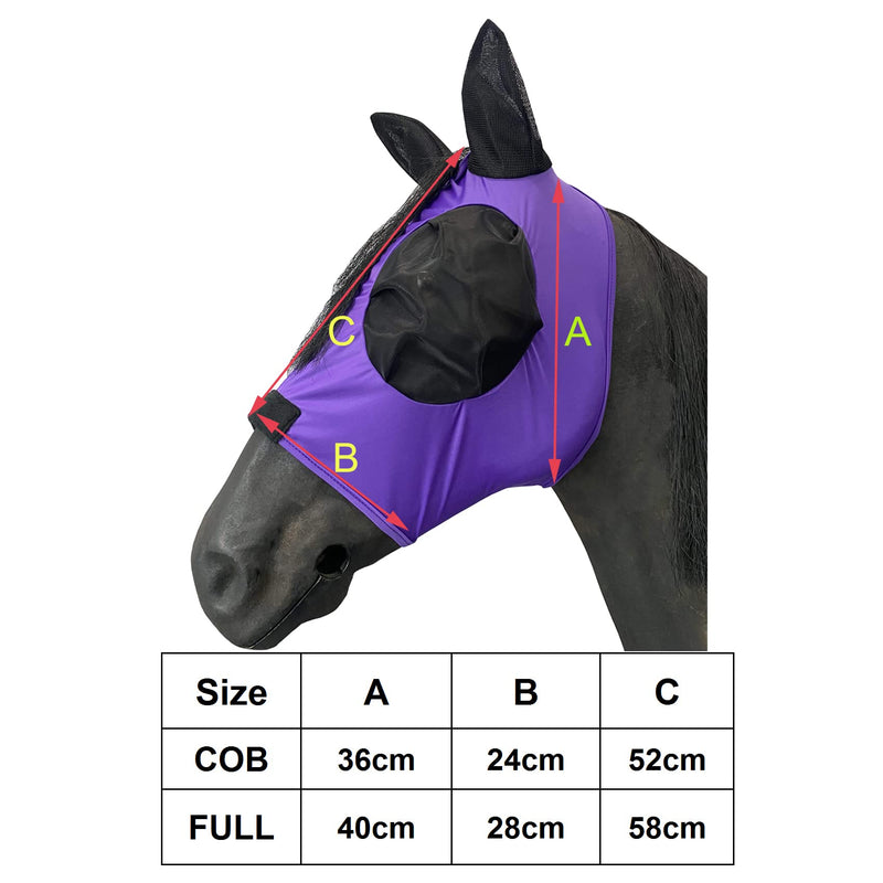 LEAFOREST Horse Mesh Fly Mask with Ears, Soft Lycra Mesh Mask Anti-UV with Ears Purple, Full Violet - PawsPlanet Australia
