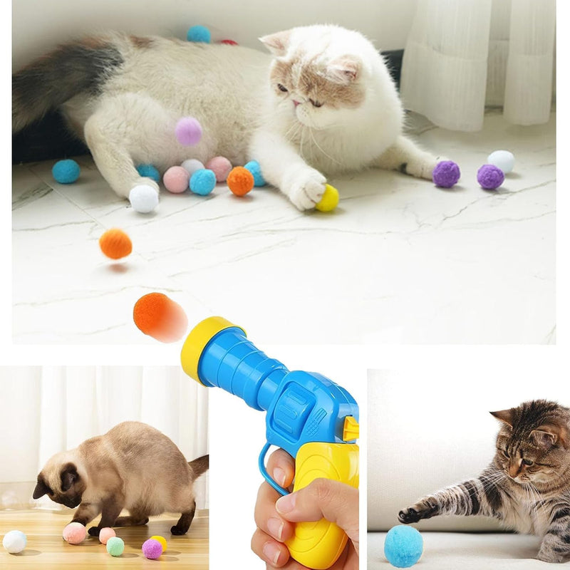 SXFENG Cat Toy, Interactive Cat Toy, Cat Toy Balls with Cat Toy Launcher, Cat Toy for Cats and Kittens, Toy for Indoor Pets, Cats, Dogs (50 Balls) - PawsPlanet Australia