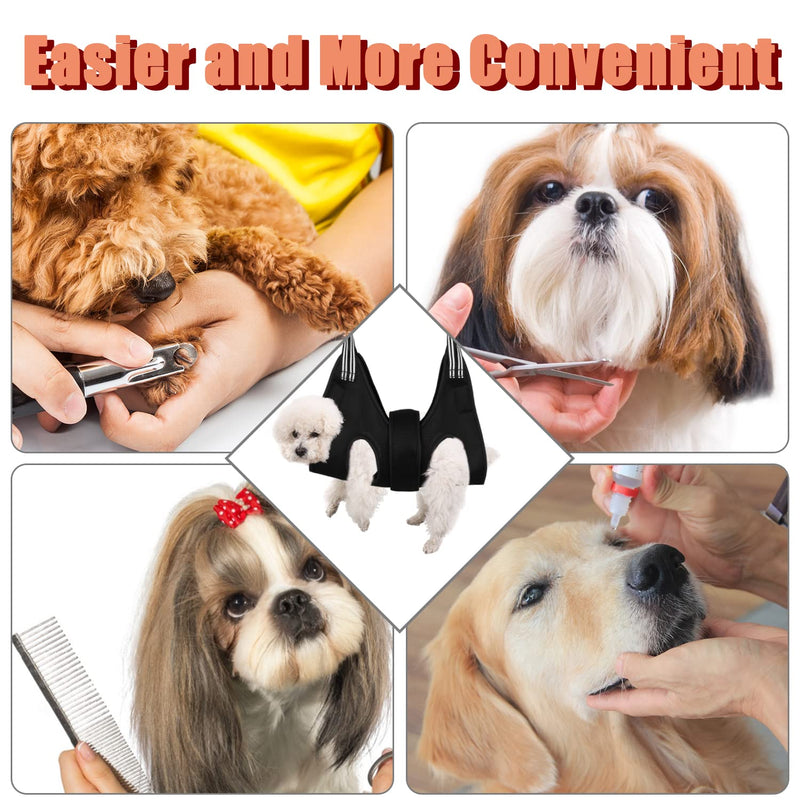 YOKUPOTAC Dog Grooming Hammock, Pet Nail Trimming Harness for Dogs and Cats, Pet Grooming Sling with Wide Strap, Claw Care, Eye and Ear Care Black 1 - PawsPlanet Australia