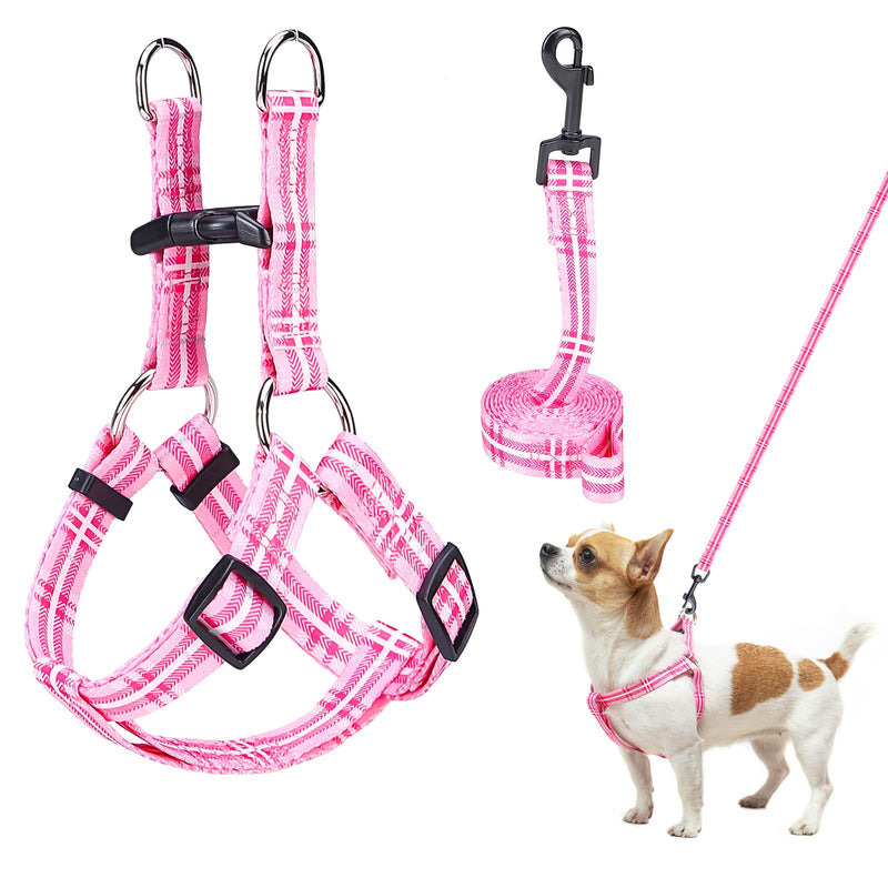 BEAUTYZOO No Pull Small Dog Harness and Leash Set, No Chock Puppy Step in Vest Harness Nylon Lightweight Neck&Chest Adjustable for Dogs Girls and Boy, Pet Harness for Small Medium Dogs XS(Chest:12-15") Beige - PawsPlanet Australia