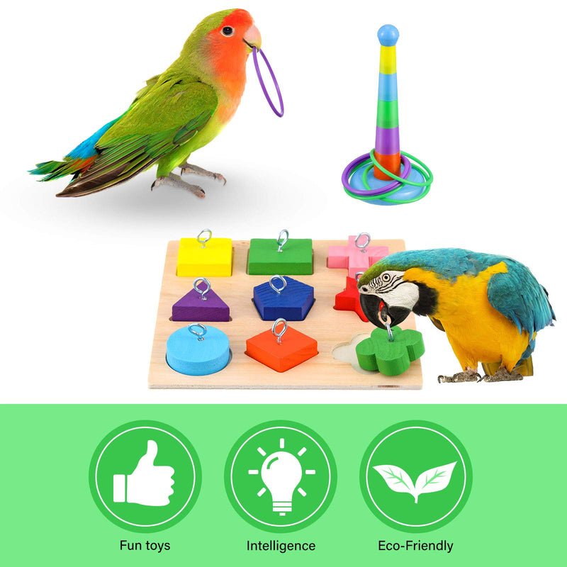 [Australia] - 6 Pieces Bird Training Toys Parrot Intelligence Toy Parrot Wooden Block Puzzles Toy Stacking Rings Toy Mini Parrot Skateboard Nuts and Bolts Bird Toy Bell Balls for Budgie Parakeet Cockatiel Macaw 