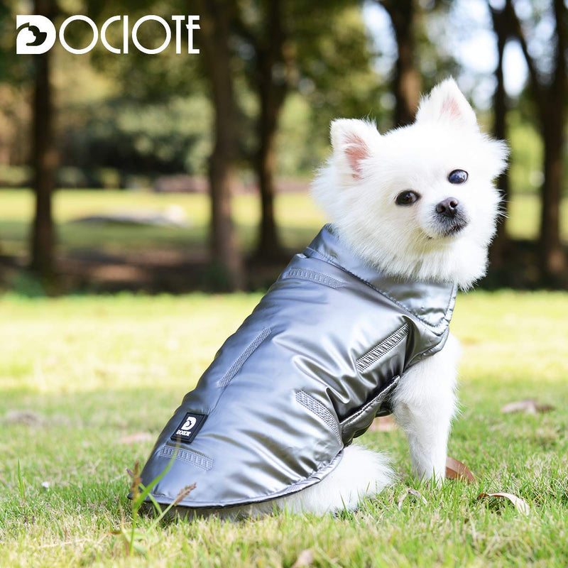 Dog Coat Small Dog Winter Jackets for Small Dogs Snow Suit Padded Cotton Doggie Warm Dog Jacket Vest with Leash Hole French Bulldog Clothes Cold Winter Pet Puppy Coat for Small Medium Dogs Silver S - PawsPlanet Australia