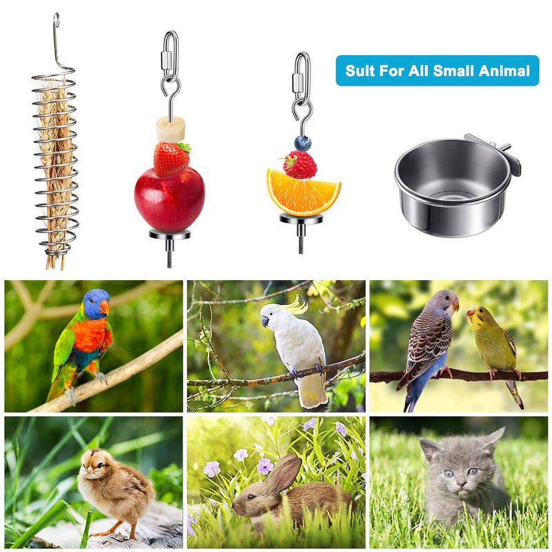 ACETOP Bird Food Holder, 4 Pieces Food Holder for Birds Stainless Steel Food Holder for Bird Cage Foraging Toys Parrot Hanging Vegetable Fruit Feeder for Cages Small Animals - PawsPlanet Australia
