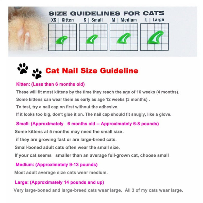 [Australia] - Ninery Ave 20pcs Soft Pet Cat Nail Caps Claws Control Paws Off + Adhesive Glue Medium Clear 