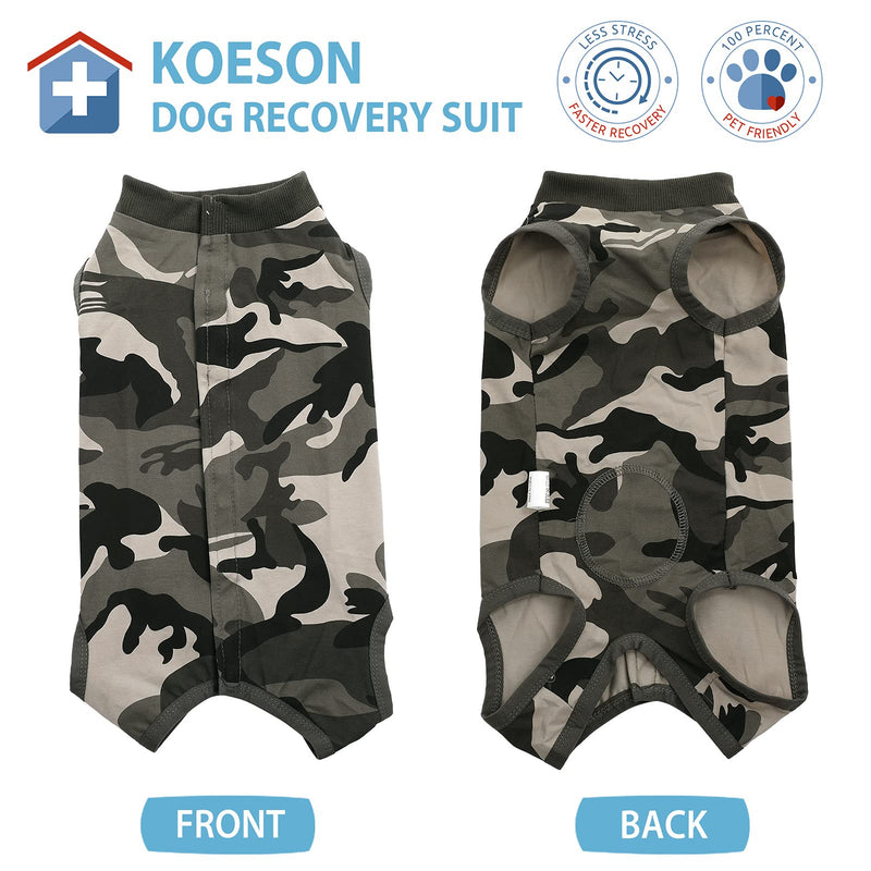 KOESON Dog Recovery Suit, Bandages Cone E-Collar Alternative Professional Protective Shirt for Male Female Dogs & Cats After Surgery, Pet Post Operative Jumpsuit for Abdominal Wounds X-Small(Pack of 1) Camouflage - PawsPlanet Australia