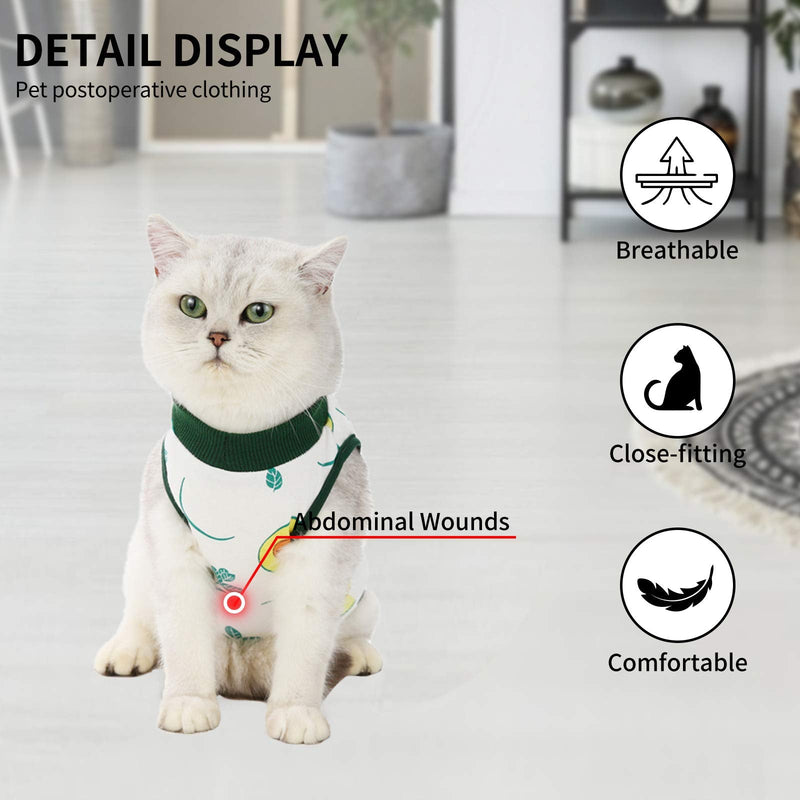 TORJOY Cat Professional Recovery Suit for Abdominal Wounds or Skin Diseases,After Surgery Wear Anti Licking Wounds,Breathable E-Collar Alternative for Cats and Dogs S Avocado - PawsPlanet Australia