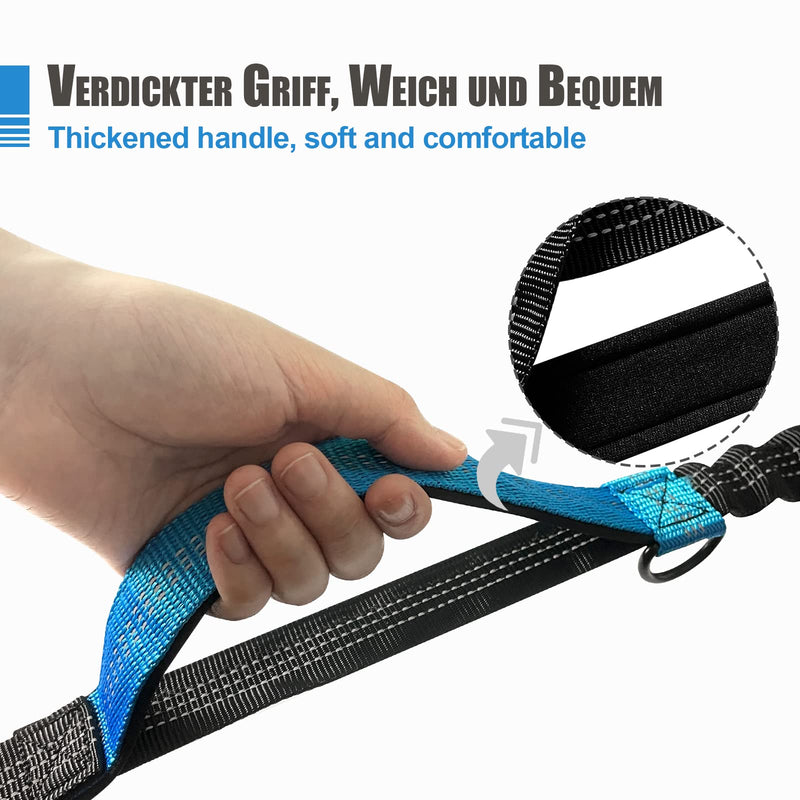 Snocyo jogging leash for dogs, jogging dog leash for medium and large dogs, elastic and reflective dog leash, retractable leash with double handle and waist belt for one dog, black and blue - PawsPlanet Australia